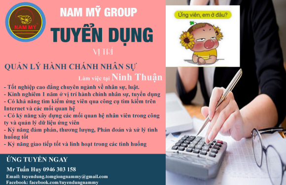 Tuyển dụng Quản lý Hành chánh nhân sự