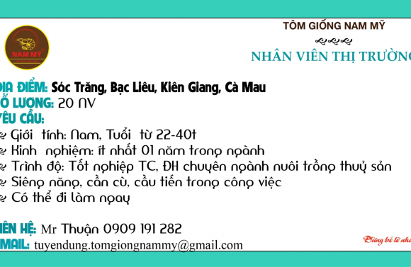 TUYỂN DỤNG NHÂN VIÊN KINH DOANH NAM MỸ