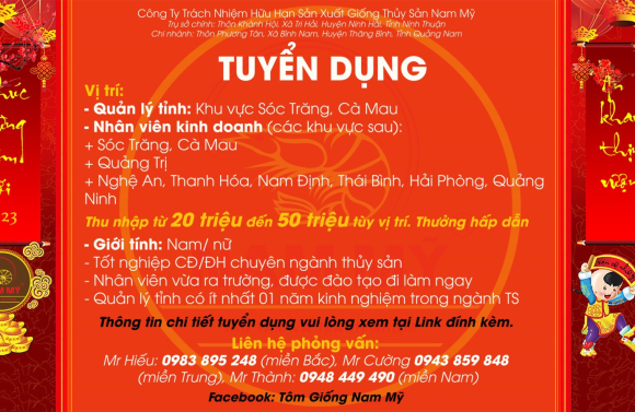 Nam Mỹ Tuyển dụng việc làm sau TẾT NGUYÊN ĐÁN 2023