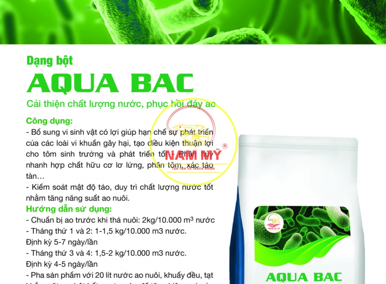 AQUA BAC THUỐC DÙNG ĐỂ CẢI THIỆN CHẤT LƯỢNG NƯỚC , PHỤC HỒI ĐÁY AO .